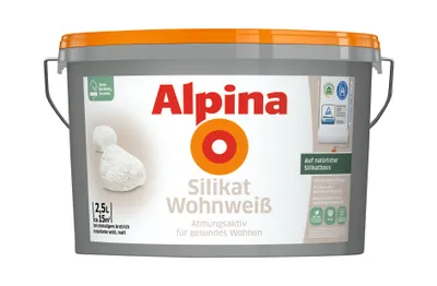 Produktbild von Alpina Silikat Wohnweiß Wandfarbe 2,5 L