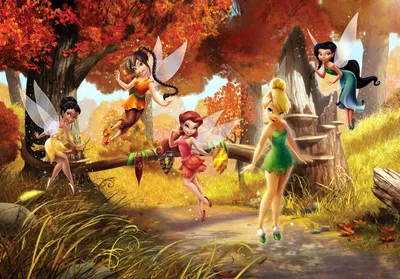 Zdjęcie produktu dla Fototapeta ścienna Disney wróżki żółta i pomarańczowa - 600355 - 360 x 254 cm