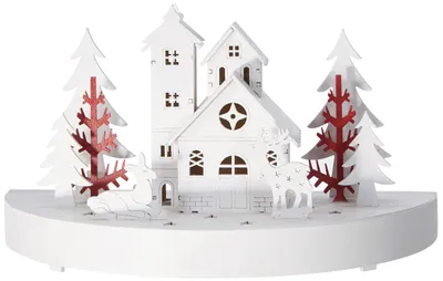 Diorama Weihnachtsfrieden mit 6 LEDs, Holz, 25x12,5x14,5 cm