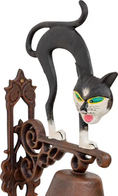 Produktbild von Wandglocke Türglocke Glocke Katze Garten Dekoration Eisen im Antik-Stil 44cm