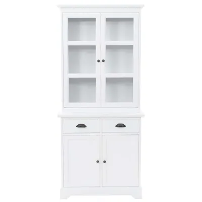 Produktbild von vidaXL Vitrinenschrank mit 4 Türen MDF und Kiefernholz 80x40x180 cm