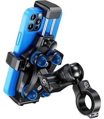 Productafbeelding van Motorfiets telefoonhouder met trillingsdemping en veiligheidsslot, geschikt voor telefoons van 4,7 tot 7,2 inch, zwart