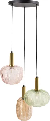 Zdjęcie produktu dla BELIANI 3-punktowa lampa wisząca kolorowa klosze szklane metalowa baza lampka w stylu retro