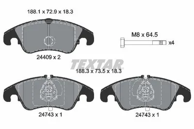 Produktbild von TEXTAR Bremsbeläge Satz Vorne für FORD Focus II Schrägheck (DA, HCP, DP) 2440901