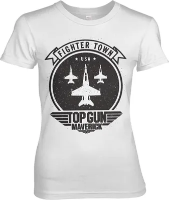 Produktbild von Top Gun Maverick Fighter Town Girly Tee - Small - White