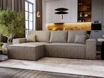 Produktbild von FurniDe24 Ecksofa L-Form Malaga Links - Moderne Ecksofa, Wohnzimmer Sofa mit Bettkasten, - Eckcouch Dunkelbeige (Poso 02)