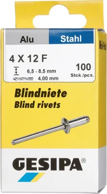 Produktbild von Gesipa Blindniet Alu/Stahl Flachrundkopf Mini-Pack 4x12mm a 100Stück