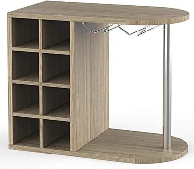 Zdjęcie produktu dla Stojak na wino, drewniana konstrukcja z 2 półkami, przeznaczony do 8 butelek, wymiary: 42 x 52 x 28 cm