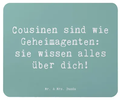 Produktbild von Mr. & Mrs. Panda Mousepad Spruch Cousinen Geheimagenten - Meeresbrise - Geschenk, Mauspad, Wissen, Handarbeit, pc, Lächeln, besondere Beziehung, Kindheitserinnerungen