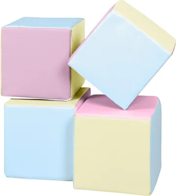 Image de Cubes set de 4 blocs en mousse Cubes set de 4 blocs en mousse (couleur : rose, bleu, jaune (pastel))