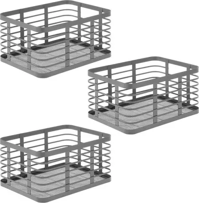 Produktbild von mDesign Allzweckkorb Aufbewahrung Drahtkorb Organizer 3er Set Metall Grau