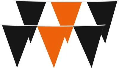 Produktbild von XXL Wimpel Girlande aus Folie in Schwarz und Orange 10 Meter 30x45cm