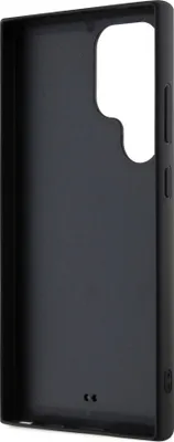 The back of a black phone case is shown.