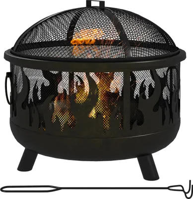 Produktbild von Outsunny Feuerschale Feuerkorb Feuerstelle mit Funkenschutz Grillrost Garten BBQ