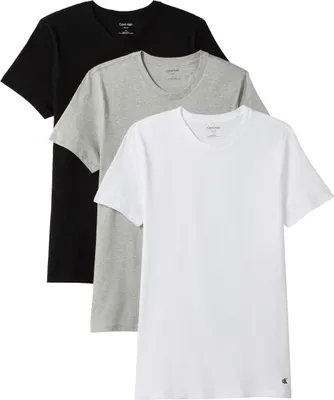 Productafbeelding van Heren T-shirts, set van drie: grijs, wit en zwart, met ronde hals