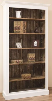 Produktbild von Casa Padrino Landhausstil Bücherschrank Weiß / Braun 110 x 39 x H. 210 cm - Massivholz Schrank - Regalschrank - Wohnzimmerschrank - Büroschrank - Landhausstil Möbel