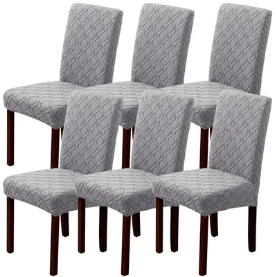 Produktbild von Stuhlhussen 6er Set, Stretch, abnehmbar, waschbar, für Schwingstühle, Esszimmer, Küche, Hotel, Hellgrau