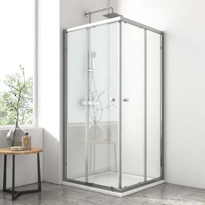 Zdjęcie produktu dla EMKE narożna kabina prysznicowa 80 x 80 x 185 cm kabina prysznicowa podwójne drzwi przesuwne drzwi prysznicowe parawan prysznicowy z nanopowłoką