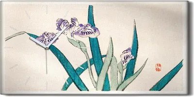 Produktbild von Dekor Leinwand Uhr Wandbilder Geräuschlos 60x30 Malerei Asiatische Blumen - weiße Hände