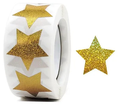 500 bunte Sternaufkleber, Glitzer, 2,5 cm, selbstklebend, 1 Rolle
