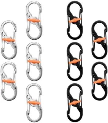 Produktbild von PolkaHome® Doppelkarabinerhaken, 10 Stück, Edelstahl, Mini-Karabiner für Outdoor, Camping, Diebstahlschutz und Schlüsselanhänger