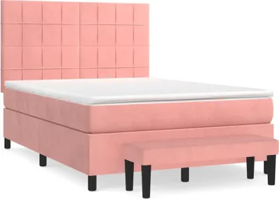 Produktbild von vidaXL Boxspringbett mit Matratze Rosa 140x200 cm Samt