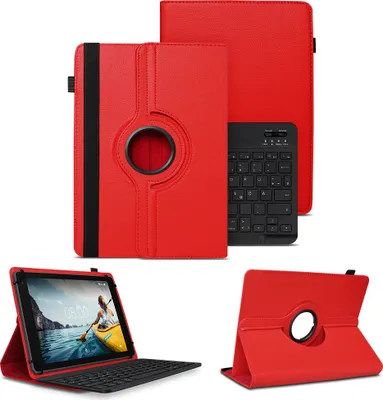 Produktbild von Tablet Hülle für Lenovo Idea Tab 11 360° Drehbar Case Bluetooth Tastatur TascheFarben:Rot
