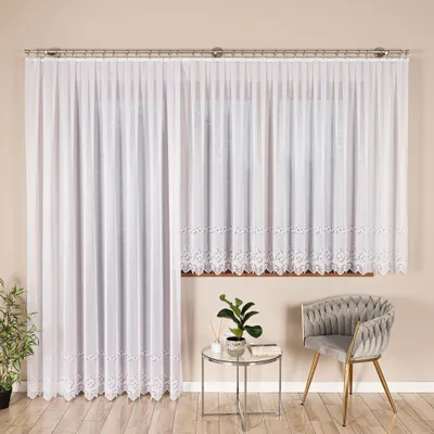 Produktbild von JAGODA – Fertiger Jacquard-Vorhang mit geradem Saum – 300 x 250 cm – weiß