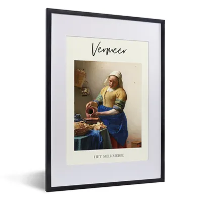 Produktbild von MuchoWow® Gerahmtes Poster Das Milchmädchen - Johannes Vermeer - Alte Meister 30x40 cm - Poster mit Schwarzem Bilderrahmen Wandposter Rahmen Foto Bilder - Wandposter Schlafzimmer