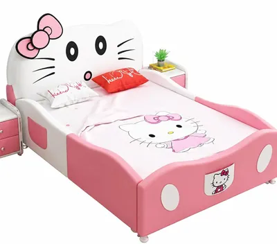 Produktbild von Rosa Kinderbett mit Seitengittern mit Hello Kitty Bett für Mädchen