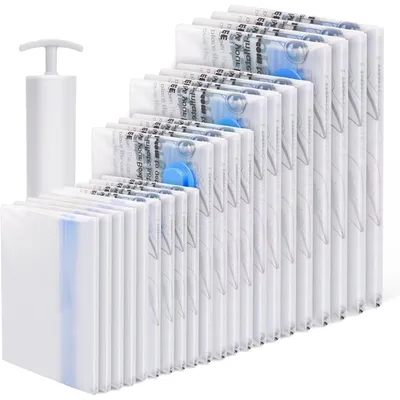 Obrázok produktu pre Vakuumové vrecká, 21 kusov: 4x XL, 4x L, 4x M, 4x S, 5x cestovné, vrátane ručnej pumpy