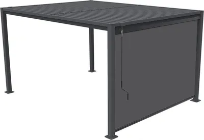 Image de Pergola bioclimatique avec store en acier galvanisé "Howard" - 3 x 4 m - Gris