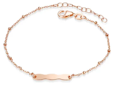 Produktbild von MATERIA by Matthias Wagner Kugel Armband mit Gravur aus 925 Sterling Silber Rosegold vergoldet für Damen oder Kinder 16-19cm in Etui SA-118