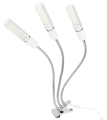 Produktbild von LED-E27-Pflanzenleuchte für Zimmerpflanzen, 3 Leuchten, 75 W, USB, Vollspektrumlampe, Schwanenhals, Pflanzenbeleuchtung, gelbes Licht