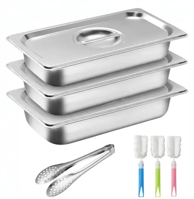 Panier-Set 3-teilig, Edelstahl GN 1/3, 32,5x17,5x6,5 cm