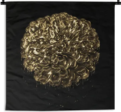 Produktbild von MuchoWow® Wandteppich Wandbehang Blumen - Blätter - Gold 150x150 cm Tapisserie Dekoration Wandtuch - Wohnaccessoires - Modernes