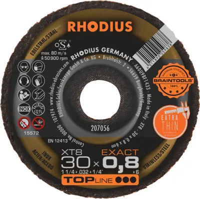 Immagine prodotto di RHODIUS TOPline XT8 EXACT MINI Disco da taglio ultrasottile 30 x 0,8 x 6,00 mm 50 pz