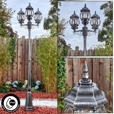 Produktbild von Quartucciu Außenwegeleuchte aus Metall/Glas in Schwarz/Silber/Klar