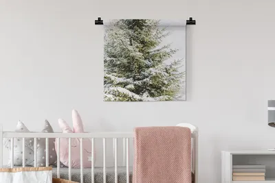 Produktbild von MuchoWow® Wandteppich Wandbehang Winter - Baum - Schnee 60x60 cm Tapisserie Dekoration Wandtuch - Dekorationen - Wand Decke