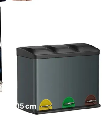 Produktbild von Mülltrennbehälter 45 l, 3 Fächer, Stahl & Kunststoff, 60,5 x 40,5 x 48,5 cm