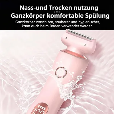 Produktbild von Damenrasierer, Frühlings-Einsteiger-Set, Bikini-Trimmer mit LED-Display, wasserdicht, Nass- und Trockenrasur, für Achseln, Beine und Bikinizone (rosa)