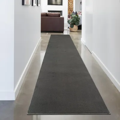 Obrázek produktu pro Moderní koberec antracitový sametově měkký se snadnou údržbou pro elegantní bydlení Velikost - 80 x 300 cm