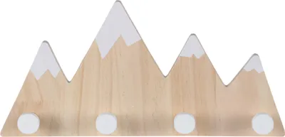 Produktbild von Relaxdays Kindergarderobe Berg, Wandhakenleiste 4 Haken, HBT 17x34,5x5 cm, Kindergarderobenhaken, Holz & MDF, natur/weiß