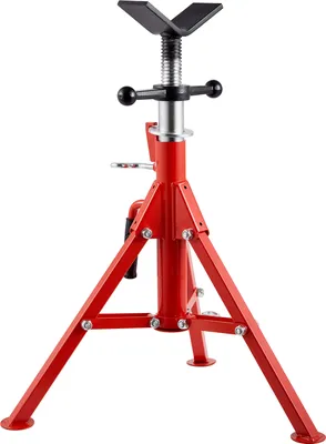 Zdjęcie produktu dla SucceBuy Stojak na rury z głowicą V, nośność 1/8"-12", regulowana wysokość od 24"-42", nośność 2500 funtów, przenośny, składany stojak na rury, stal węglowa, trwały