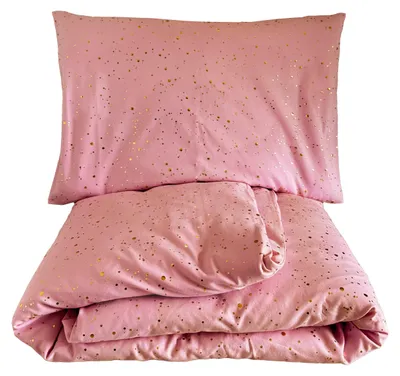 Produktbild von Baumwollbettwäsche Luisine altrosa mit Golddruck - Set 100x135 cm + 40x60 cm