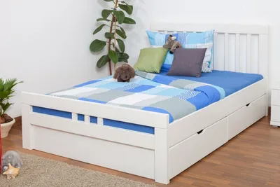 Produktbild von Holzbett Bettgestell Buche 140 x 200 cm Weiß
