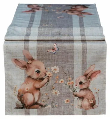 Produktbild von Tischdecke Tischläufer Druck Häschen Blumen Osterhasen Ostern 40 x 140 cm