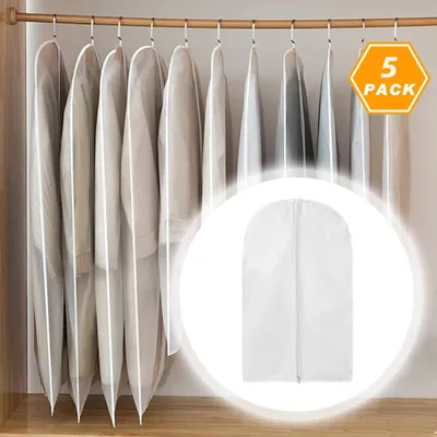 Produktbild von 5ks sáčků na oděvy odolných proti molům, prodyšné, průhledné sáčky na oděvy se zipem po celé délce (L: 60x120 cm)