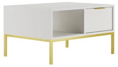 Productafbeelding van Moderne salontafel, wit, met gouden poten - Elegant design, 100 cm