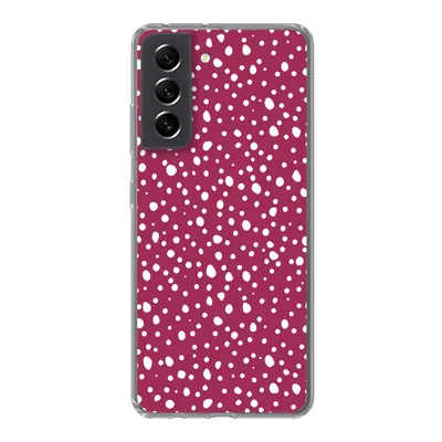 Produktbild von MuchoWow® Handyhülle Schutzhülle Hülle für Samsung Galaxy S21 FE Tupfen - Rot - Weiß Silikon Softcase Handy Hülle - Mobiltelefonhülle